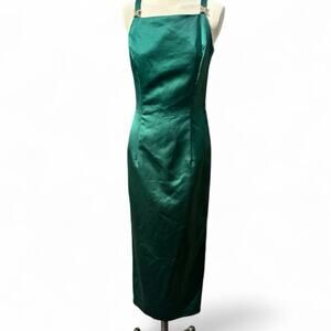 Y2K 90s Vintage Glam Emerald Green Prom Dress Scott McClintock Size 8 CLASSIC